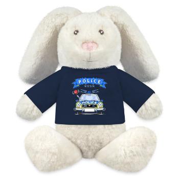 Police Polizeiauto mit Sirene - MiniFeet® RecycelHase® Creme - French Navy - Vorne