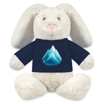 Blue Snowy Peaks Aquarell Freeride-Skifahren - MiniFeet® RecycelHase® Creme - French Navy - Vorne