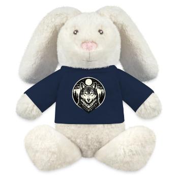 Night Howler - Wolf im Woodcut Stil - MiniFeet® RecycelHase® Creme - French Navy - Vorne