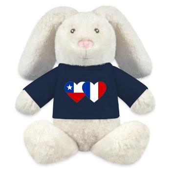 Chile Frankreich Flagge Herz - MiniFeet® RecycelHase® Creme - Sonnengelb - Vorne