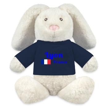 Lyon France- Imprimés stylés - Lapin en peluche recyclé MiniFeet® Crème - jaune soleil - Devant