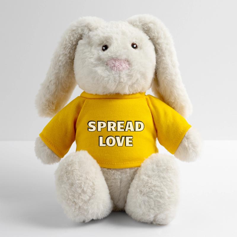 Diffuser l’amour Gros Noir Blanc Typographie Lapin en peluche recyclé MiniFeet® Crème