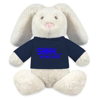 CHUT... Personne ne s’en soucie - Lapin en peluche recyclé MiniFeet® Crème - jaune soleil - Devant