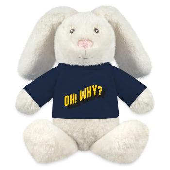 OH! WHY? – Retro Textdesign - MiniFeet® RecycelHase® Creme - Sonnengelb - Vorne