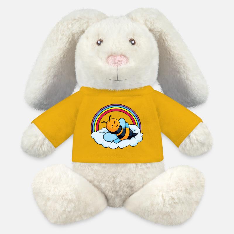 Sleeping bee on cloud - MiniFeet® RecycelHase® Bunny Cream - sun yellow