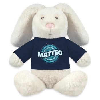 Geschenk für Matteo - MiniFeet® RecycelHase® Creme - Sonnengelb - Vorne