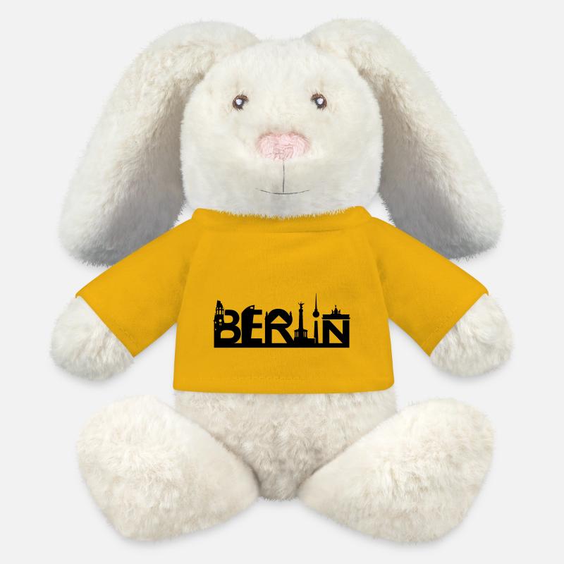 Berlin skyline with sights - MiniFeet® RecycelHase® Bunny Cream - sun yellow