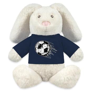 Fußball in Flug  - MiniFeet® RecycelHase® Creme - French Navy - Vorne