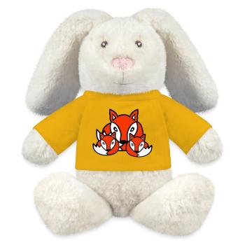 3 Foxes Friends Family Three Kids Crew Team Cute - MiniFeet® RecycelHase® Bunny Cream - sun yellow - Front