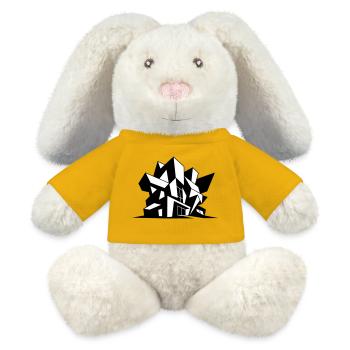 Brutalisme Architecture - Lapin en peluche recyclé MiniFeet® Crème - jaune soleil - Devant