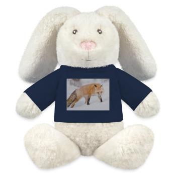 Renard des neiges Pixel Art - Lapin en peluche recyclé MiniFeet® Crème - jaune soleil - Devant
