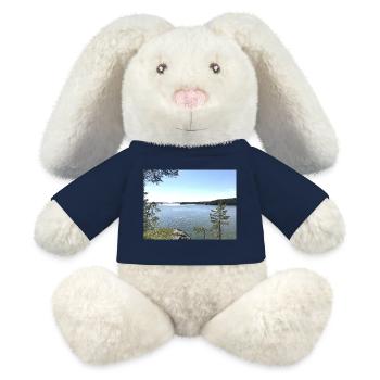Lake landscape, nature moment - MiniFeet® RecycelHase® Bunny Cream - french navy - Front