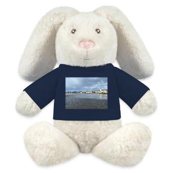 Panorama hivernal de Reykjavik - Lapin en peluche recyclé MiniFeet® Crème - jaune soleil - Devant