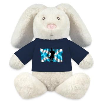 ecosse - Lapin en peluche recyclé MiniFeet® Crème - bleu marine - Devant