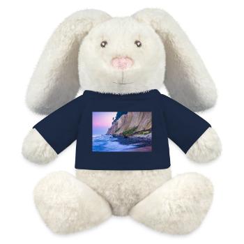 La côte de craie sur l’île de Rügen le soir - Lapin en peluche recyclé MiniFeet® Crème - jaune soleil - Devant
