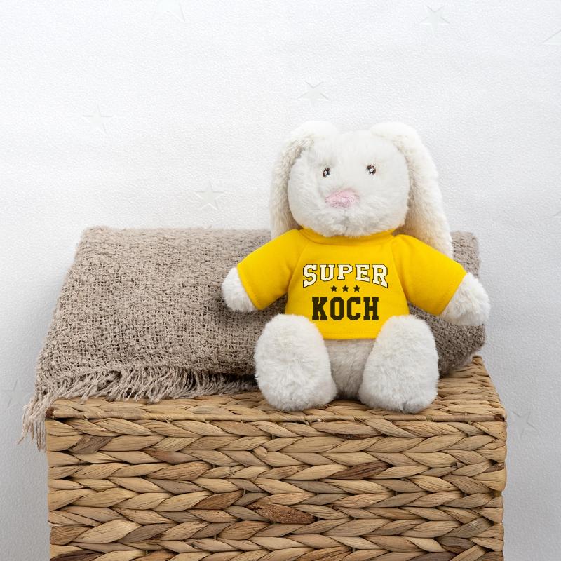 super cuisinier Lapin en peluche recyclé MiniFeet® Crème