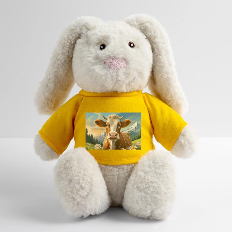 Vache joyeuse dans le panorama alpin Lapin en peluche recyclé MiniFeet® Crème