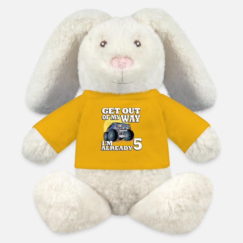 Sortez de mon chemin je suis déjà 5 camion 5. - Lapin en peluche recyclé MiniFeet® Crème - jaune soleil