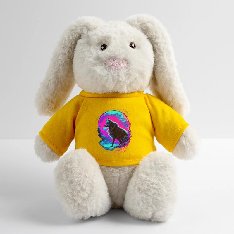 Wolf Neon Moon Synthwave Lapin en peluche recyclé MiniFeet® Crème