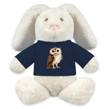 Waldkauz Illustration in warmen Brauntönen - MiniFeet® RecycelHase® Creme - French Navy - Vorne