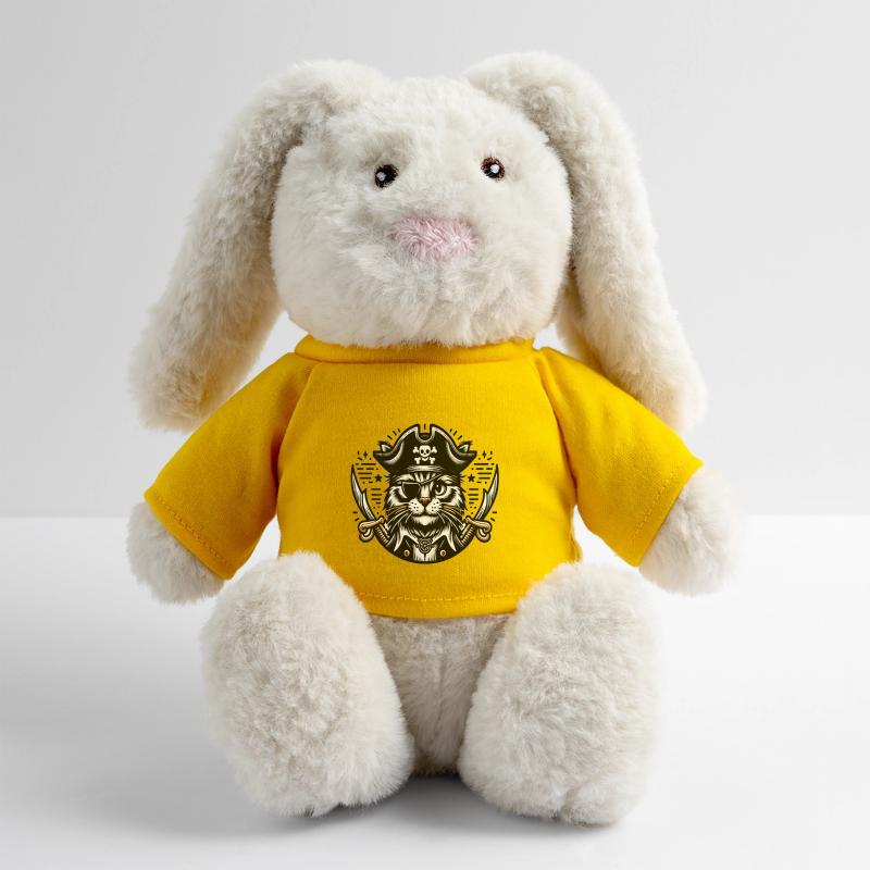 Chat Pirate : Chat pirate avec cache-œil Lapin en peluche recyclé MiniFeet® Crème
