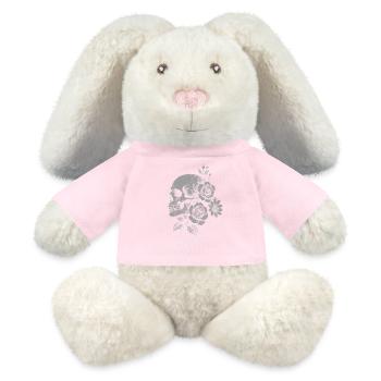 Crâne floral gothique avec des roses - Lapin en peluche recyclé MiniFeet® Crème - jaune soleil - Devant
