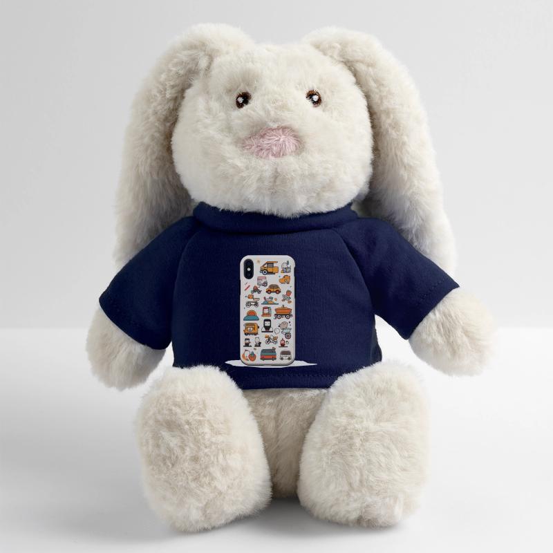 Colorful Vehicle World Doodle Pattern MiniFeet® RecycelHase® Bunny Cream