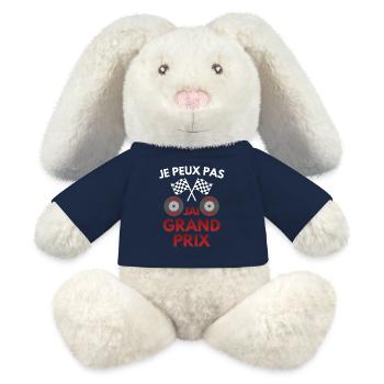 Je peux pas, j'ai Grand Prix | Humour course - Lapin en peluche recyclé MiniFeet® Crème - bleu marine - Devant