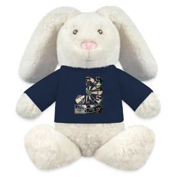 Fléchettes 2026, T-shirt édition limitée, sweat à capuche, tasse - Lapin en peluche recyclé MiniFeet® Crème - bleu marine - Devant