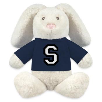 Lettre S en deux couleurs - Lapin en peluche recyclé MiniFeet® Crème - jaune soleil - Devant