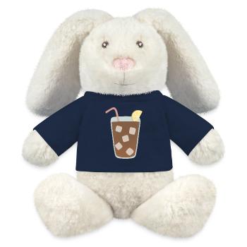 Illustration de verre à thé glacé au citron - Lapin en peluche recyclé MiniFeet® Crème - bleu marine - Devant