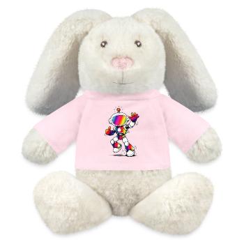 Regenbogen Roboter Futuristisch Buntes Design - MiniFeet® RecycelHase® Creme - Sonnengelb - Vorne