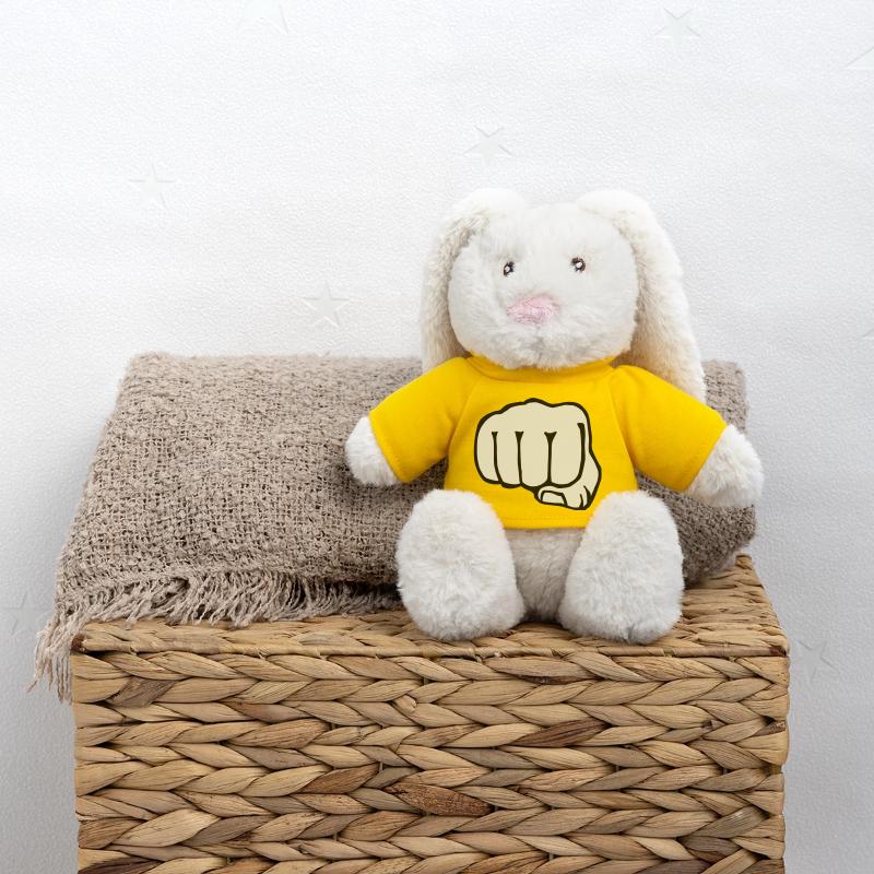 frère - poing - boxe - amis - amitié Lapin en peluche recyclé MiniFeet® Crème