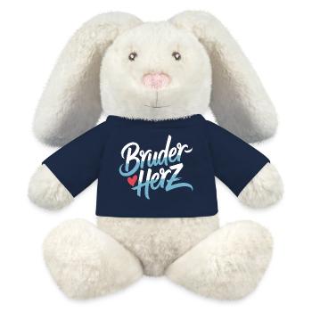 Frère Coeur Frères Grand Bro Disant Petit Frère - Lapin en peluche recyclé MiniFeet® Crème - bleu marine - Devant