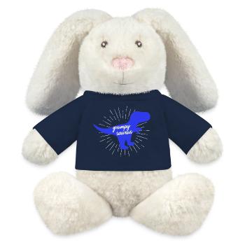 Grumpysaurus Drôle de dinosaure T-Rex bleu - Lapin en peluche recyclé MiniFeet® Crème - jaune soleil - Devant