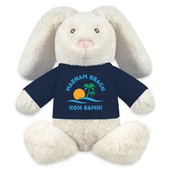 Plage de Mae Nam Koh Samui - Lapin en peluche recyclé MiniFeet® Crème - jaune soleil - Devant