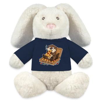 Loutre avec pizza : plaisir de collation dans une boîte - Lapin en peluche recyclé MiniFeet® Crème - bleu marine - Devant
