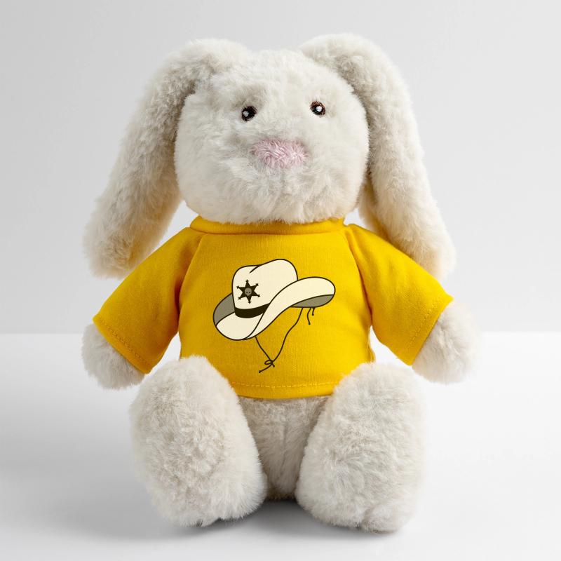 Sheriff hat with small skull on sheriff star MiniFeet® RecycelHase® Bunny Cream