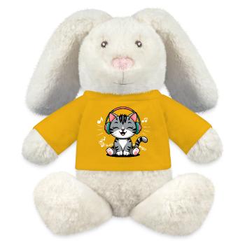 Conception de clé de chat de musique pour les musiciens et les musiciens - Lapin en peluche recyclé MiniFeet® Crème - jaune soleil - Devant