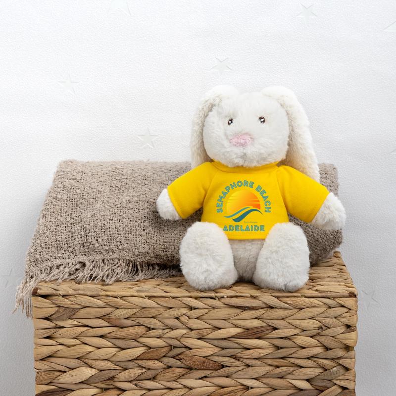 Semaphore Beach, Adélaïde, Coucher de soleil Lapin en peluche recyclé MiniFeet® Crème