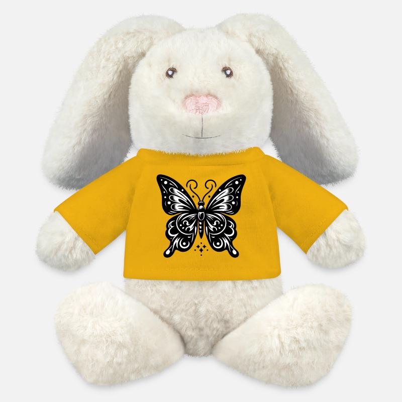 Monochromer stilisierter Schmetterling - MiniFeet® RecycelHase® Creme - Sonnengelb