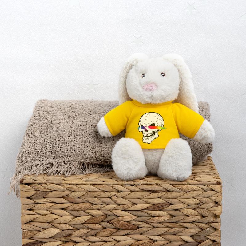 Skull Neon Rainbow Laser Eyes Design MiniFeet® RecycelHase® Bunny Cream