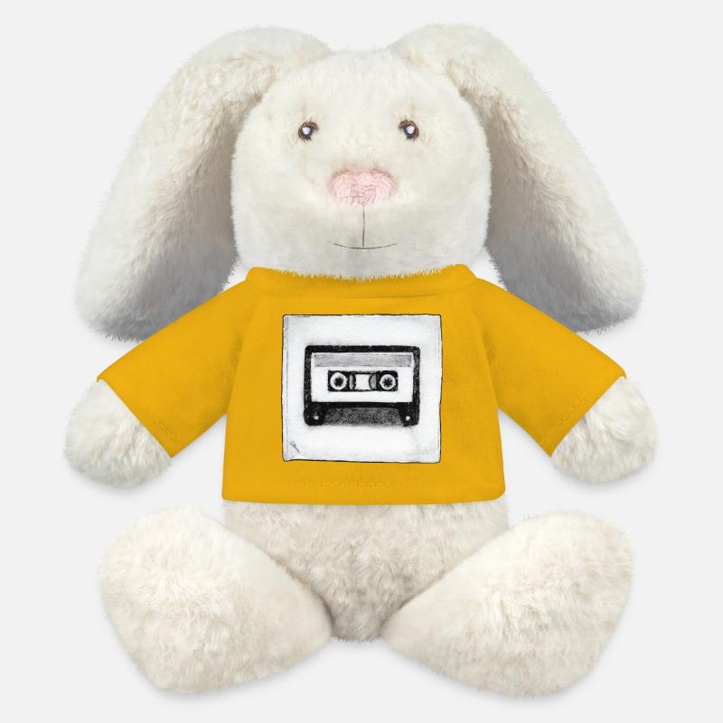 Cassette - hand carved artwork - MiniFeet® RecycelHase® Bunny Cream - sun yellow