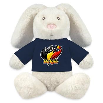 Logo de la Belgique - Lapin en peluche recyclé MiniFeet® Crème - bleu marine - Devant