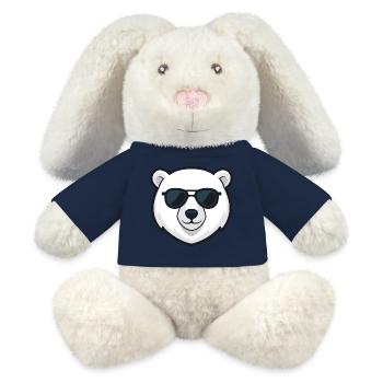 Ourson polaire lunettes noires - Lapin en peluche recyclé MiniFeet® Crème - jaune soleil - Devant