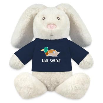 Live Simple Beautiful-Bird Design Custom Text - MiniFeet® RecycelHase® Bunny Cream - french navy - Front