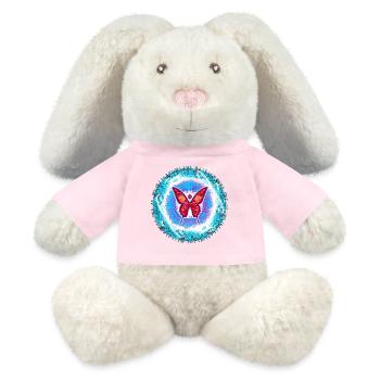 Leuchtender Schmetterling mit geistigem Muster - MiniFeet® RecycelHase® Creme - Sonnengelb - Vorne