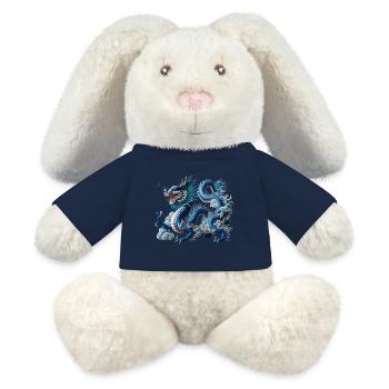 Milan bleu dans la rivière des nuages - Lapin en peluche recyclé MiniFeet® Crème - bleu marine - Devant