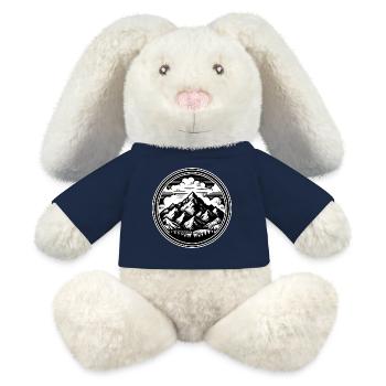 Hohe Berge im Hintergrund, umgeben von Wolken - MiniFeet® RecycelHase® Creme - French Navy - Vorne