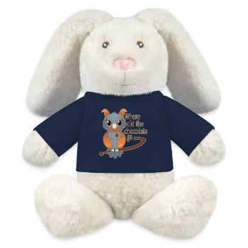 Bleu chocolat - Lapin en peluche recyclé MiniFeet® Crème - bleu marine - Devant